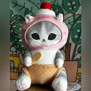 Mofusand ice cream meow big plush Adorable Pink and Gray Cat Plush Toy
